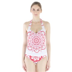 Intricate Mandala T- Shirt Shades Of Pink Floral Mandala T- Shirt Halter Swimsuit