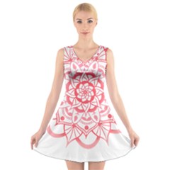 Intricate Mandala T- Shirt Shades Of Pink Floral Mandala T- Shirt V-neck Sleeveless Dress