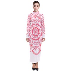 Intricate Mandala T- Shirt Shades Of Pink Floral Mandala T- Shirt Turtleneck Maxi Dress by maxcute