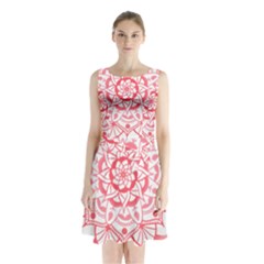 Intricate Mandala T- Shirt Shades Of Pink Floral Mandala T- Shirt Sleeveless Waist Tie Chiffon Dress