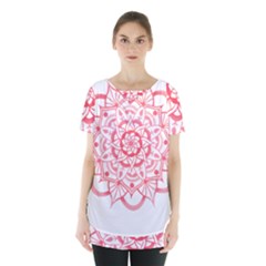 Intricate Mandala T- Shirt Shades Of Pink Floral Mandala T- Shirt Skirt Hem Sports Top