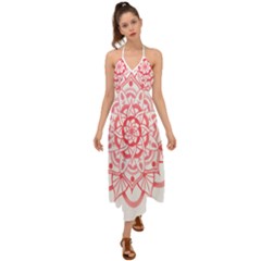 Intricate Mandala T- Shirt Shades Of Pink Floral Mandala T- Shirt Halter Tie Back Dress  by maxcute