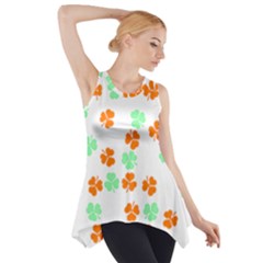 Irish T- Shirt Shamrock Pattern In Green White Orange T- Shirt Side Drop Tank Tunic by maxcute