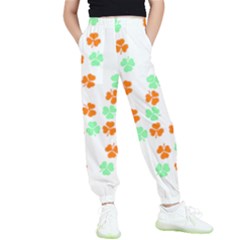 Irish T- Shirt Shamrock Pattern In Green White Orange T- Shirt Kids  Elastic Waist Pants