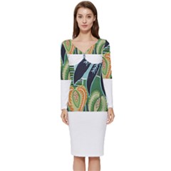 Jungle T- Shirt Jungle 1 T- Shirt Long Sleeve V-neck Bodycon Dress 