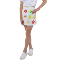 Kawaii Doodle T- Shirt Kawaii Doodle Food Illustration T- Shirt Kids  Tennis Skirt