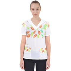 Leaves Design T- Shirtleaves T- Shirt (1) Women s V-neck Scrub Top