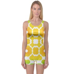 Yellow Seamless Pattern One Piece Boyleg Swimsuit