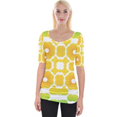 Yellow Seamless Pattern Wide Neckline Tee