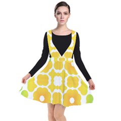 Yellow Seamless Pattern Plunge Pinafore Dress