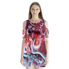 Abstract Art Texture Bubbles Shoulder Cutout Velvet One Piece