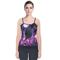 Spaceship Alien Futuristic Velvet Spaghetti Strap Top