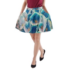 Hydrangeas-blossom-bloom-blue A-line Pocket Skirt by Ravend