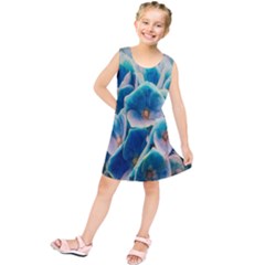 Hydrangeas-blossom-bloom-blue Kids  Tunic Dress