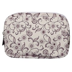 White And Brown Floral Wallpaper Flowers Background Pattern Make Up Pouch (small)