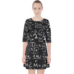 E=mc2 Text Science Albert Einstein Formula Mathematics Physics Quarter Sleeve Pocket Dress