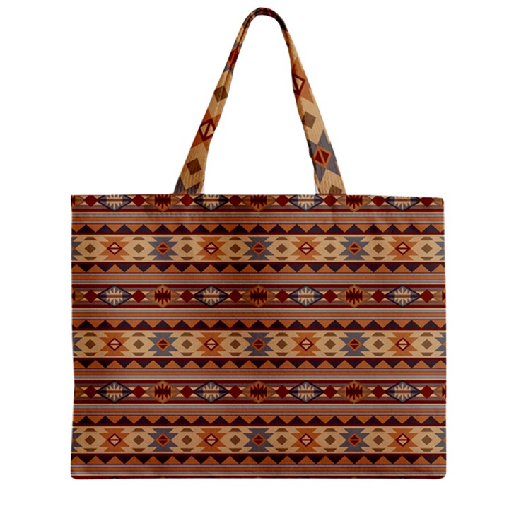 Southwest-pattern-tan-large Zipper Mini Tote Bag