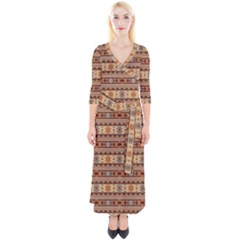 Southwest-pattern-tan-large Quarter Sleeve Wrap Maxi Dress by SouthwestDesigns