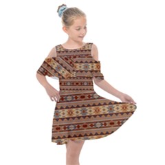 Southwest-pattern-tan-large Kids  Shoulder Cutout Chiffon Dress by SouthwestDesigns