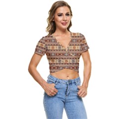 Southwest-pattern-tan-large Short Sleeve Foldover Tee by SouthwestDesigns