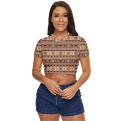 Southwest-pattern-tan-large Side Button Cropped Tee by SouthwestDesigns