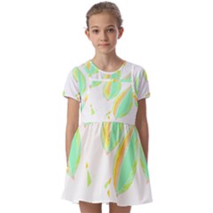 Leaves Design T- Shirtleaves T- Shirt (3) Kids  Short Sleeve Pinafore Style Dress