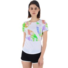 Leaves Silhouette Art T- Shirt Delicate Abstract Pastel Coloured Leaves Silhouette Art T- Shirt Back Cut Out Sport Tee by maxcute