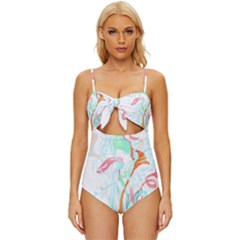 Lotus Flower T- Shirt Lotus Fantasy T- Shirt Knot Front One-piece Swimsuit by maxcute