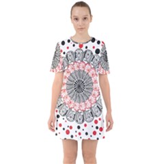 Mandala T- Shirt Sprinkled Mandala T- Shirt Sixties Short Sleeve Mini Dress by maxcute