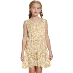 Mandala T- Shirtmandala Flower T- Shirt Kids  Sleeveless Tiered Mini Dress