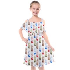 Milk T- Shirt Flavoured Milk Pattern T- Shirt Kids  Cut Out Shoulders Chiffon Dress by maxcute