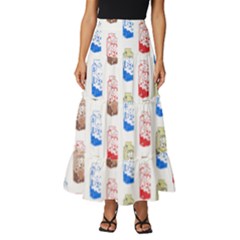 Milk T- Shirt Flavoured Milk Pattern T- Shirt Tiered Ruffle Maxi Skirt