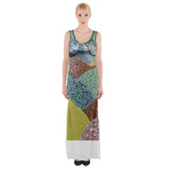 Mountains T- Shirt Patchwork Hills T- Shirt Thigh Split Maxi Dress