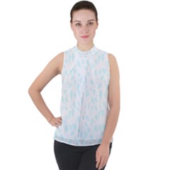 Nature Pattern T- Shirt Minimalist Leaf Line Art Illustration As A Seamless Surface Pattern Design ( Mock Neck Chiffon Sleeveless Top