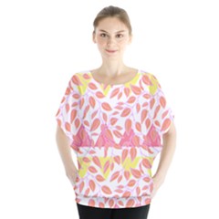 Nature Pattern T- Shirt Minimalist Leaf Line Art Illustration As A Seamless Surface Pattern Design T Batwing Chiffon Blouse