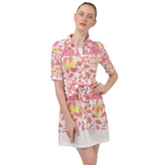 Nature Pattern T- Shirt Minimalist Leaf Line Art Illustration As A Seamless Surface Pattern Design T Belted Shirt Dress