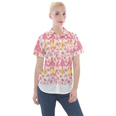 Nature Pattern T- Shirt Minimalist Leaf Line Art Illustration As A Seamless Surface Pattern Design T Women s Short Sleeve Pocket Shirt