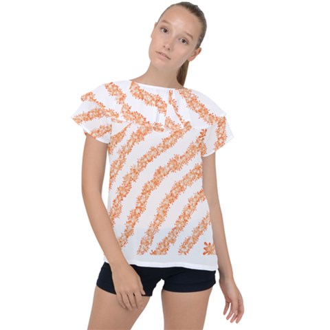 Orange Sparkle Glitter Art Lines T- Shirt Orange Sparkle Glitter Lines Art T- Shirt Ruffle Collar Chiffon Blouse by maxcute