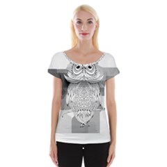 Owl Illustration T- Shirtowl T- Shirt (1) Cap Sleeve Top by maxcute