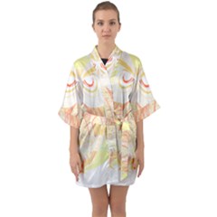 Owl Illustration T- Shirtowl T- Shirt (2) Half Sleeve Satin Kimono  by maxcute