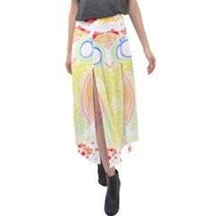 Owl Illustration T- Shirtowl T- Shirt Velour Split Maxi Skirt