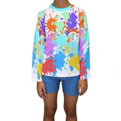 Paint Splatter T- Shirt Abstract Paint Splash T- Shirt Kids  Long Sleeve Swimwear by maxcute