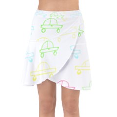 Pattern Design Colored Car Boys Gi T- Shirt Colored Car Pattern Design For Boys And Girls T- Shirt Wrap Front Skirt by maxcute
