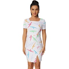 Pattern T- Shirt A K 47 Seamless Pattern T- Shirt Fitted Knot Split End Bodycon Dress by maxcute