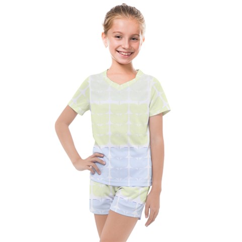 Pattern T- Shirt Abstract Geometric Repeat Leaf Pattern T- Shirt Kids  Mesh Tee And Shorts Set by maxcute