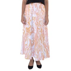 Pattern T- Shirt Abstract Pattern With Brown Waves T- Shirt Flared Maxi Skirt by maxcute