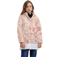Pattern T- Shirt Autumn Peach Art Nouveau Pattern T- Shirt Kid s Hooded Longline Puffer Jacket by maxcute
