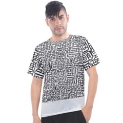 Pattern T- Shirt One Line - Black T- Shirt Men s Sport Top by maxcute