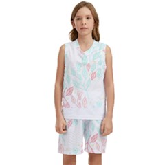 Pattern T- Shirt Pattern Floral T- Shirt Kids  Basketball Mesh Set