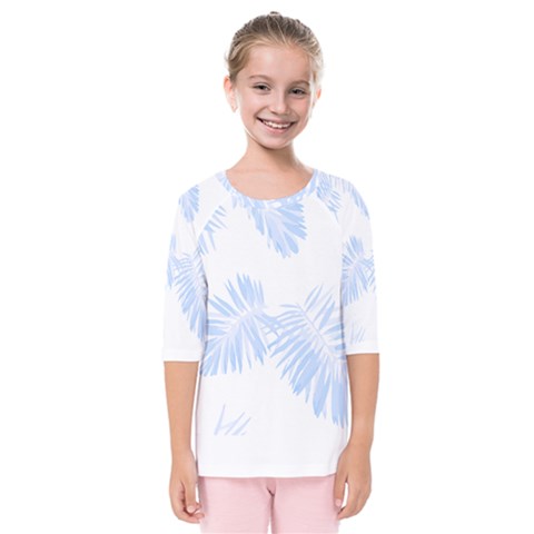 Pattern T- Shirt Pattern Indigo Blue With Palm Leaves Monstera On Dark Summer Tropical T- Shirt Kids  Quarter Sleeve Raglan Tee by maxcute